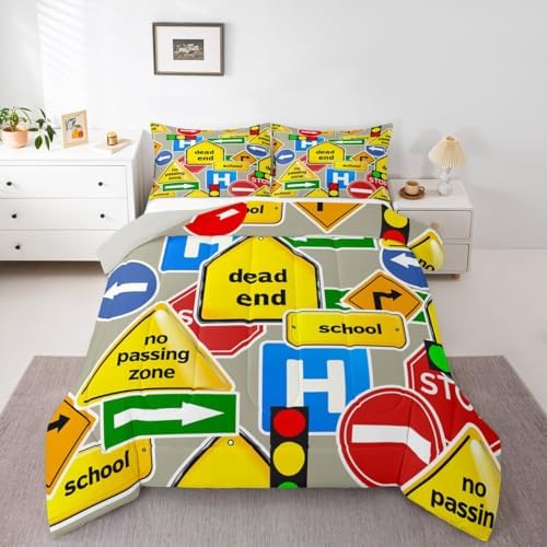 Feelyou Car Comforter Boys Comforter Set Twin Size for Kids Children