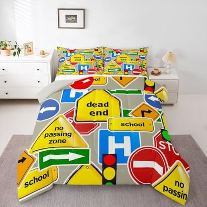 Feelyou Car Comforter Boys Comforter Set Twin Size for Kids Children