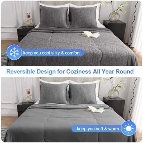 CHOSHOME Cooling Comforter Cooling Blanket, Q-Max 0.45 Cool Sleeping Summer Blanket for Hot Sleeper Night Sweats, King 90" x 108", Black