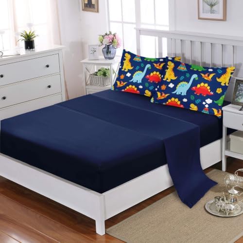 HOSIMA Colorful Cartoon Dinosaur Bedding Sets Twin for Kids Room Decor.