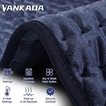 Heating Pad Electric Heat Pad, Hot Heated Pad,Multiple Temp and Timer Settings,Suitable for Shoulders, Neck, arms, Abdomen, Back, Legs, etc. (Navyblue, 24"X12")