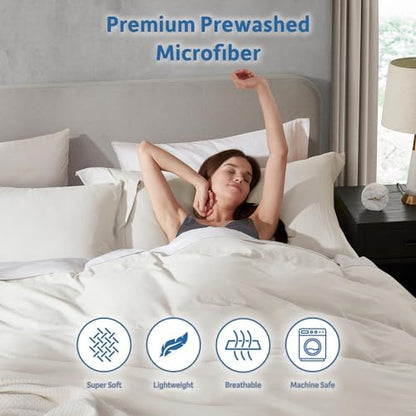 Hearth & Harbor Prewashed Queen Duvet Cover Set, Off White