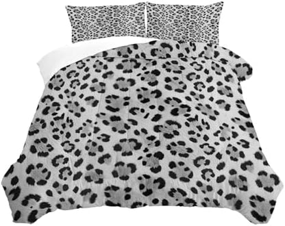 Grey Cheetah Print Comforter Set Full/Queen, Leopard Bedding for Girls