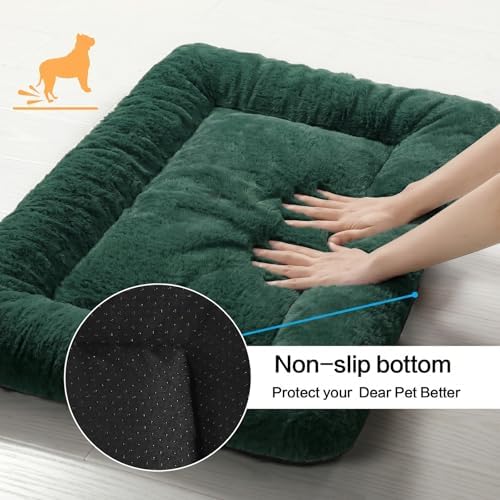 Dog Crate Pad Washable Dog Bed for Crate Large Cozy Mat 48-Inch Green
