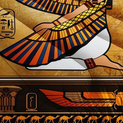 Nttopship Ancient Egypt Comforter Bedding Set with 2 Pillowcase Queen Size Pharaoh Pyramid Comforter Set for Kids Boys Girls Bedroom Decor