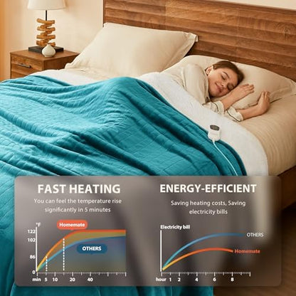 Homemate Heated Electric Blanket King Size 100"x 90" Heating Blanket