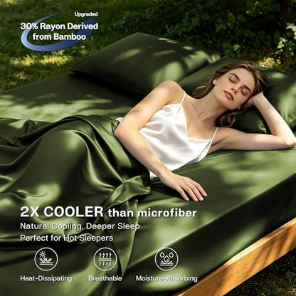 MR&HM Full Size Sheets 4 Pieces, Rayon Derived from Bamboo Blend