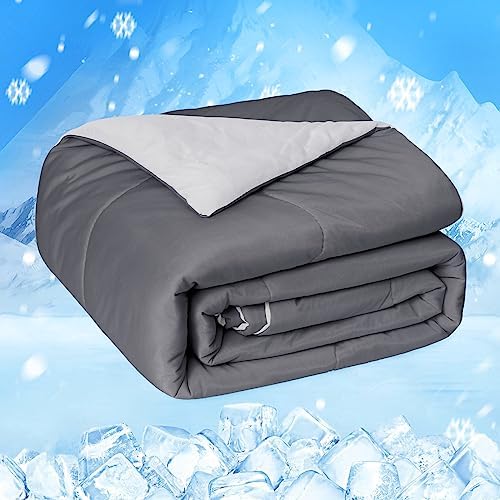 HOMFINE Cooling Comforter for Hot Sleepers Twin/Twin XL, Gray 60"x90"