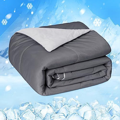 HOMFINE Cooling Comforter for Hot Sleepers Twin/Twin XL, Gray 60"x90"