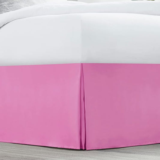 Nestl Light Pink Full XL Bed Skirt - Full XL Size Bed Skirt 14 Inch Drop - Brushed Microfiber Bed Skirts - Hotel Quality Pleated Bed Skirt - Shrinkage & Fade Resistant