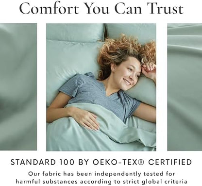 Bamboo Bay 6 Piece California King Size Sheet Set, 100% Viscose Made from Bamboo, Breathable, Ultra Soft Cooling Bed Sheets for Hot Sleepers, Beddings with Deep Pockets Fit 16" Mattress, Sage Green