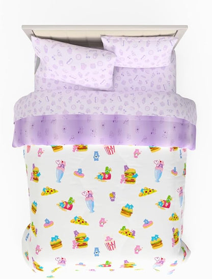 Care Bears Food Snacks 7 Piece Super Soft Cozy Reversible Comforter and Sheet Set with Sham, Full, (Officially Licensed Product) By Franco Collectibles