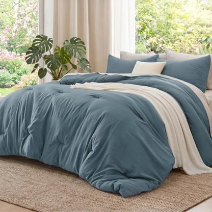 Bedsure Twin/Twin XL Comforter Prewashed Bedding 2Pcs Slate Blue 68"x88"