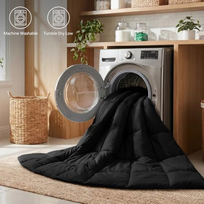 CozyLux Super King Comforter Set, 3-Piece Box-Stitched, Black
