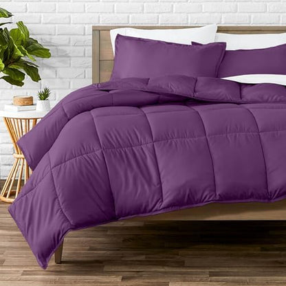 Bare Home Queen Comforter Set - 1800 Ultra Soft (Queen, Plum)
