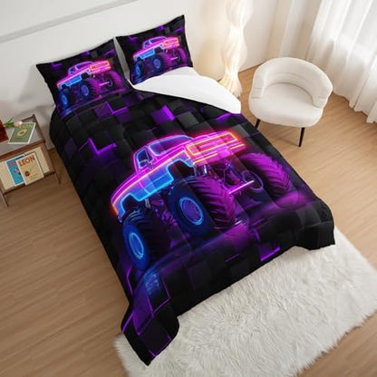 HOSIMA Truck Queen Comforter,Extreme Sports Bedding with 2 Pillowcases.