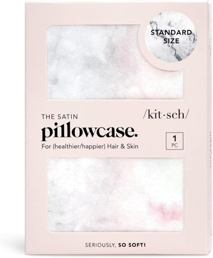 Kitsch Satin Pillowcase with Zipper for Hair & Skin - Softer Than Silk Pillow Cases, Smooth Cooling Satin Pillow Case, Wrinkle-Free, Machine Washable - Pillow Cases Standard Size 19x26 - Marble