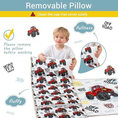 Lasoftan Toddler Nap Mat with Pillow and Blanket, Extra Large Rolled Napping Mats,Slumber Bags for Boys Girls,Kids Sleeping Bag for Daycare, Preschool Travel Camping