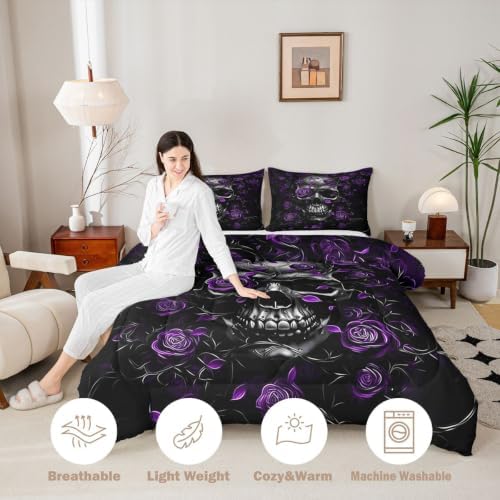Feelyou Gothic Skull Comforter Set Queen Size Bedding Set