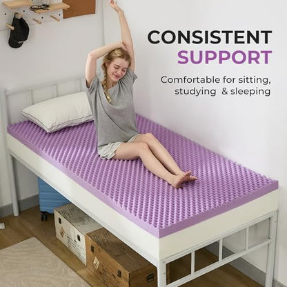 SINWEEK 3.8 Inch Egg Crate Memory Foam Mattress Topper Twin XL, Twin Extra Long Mattress Pads for College Dorm Room, Pressure Relieve CertiPUR-US Certified, 39x80 Inches