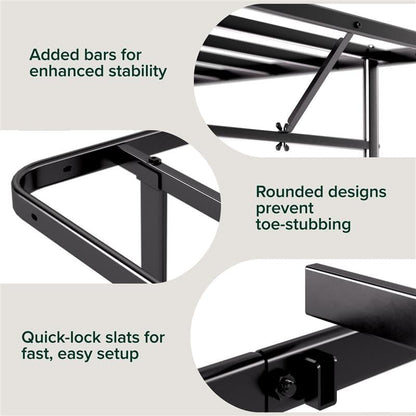 Zinus 14 Inch Rumi Metal Bed Frame, No Box Spring Needed, Black, Queen