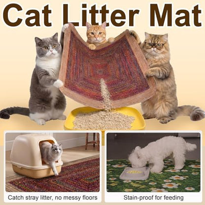 Washable Pee Pads for Cats & Dogs, 24"x36" 2pc, as Litter Box Mats