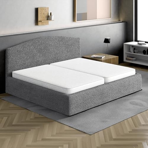 PAULATO BY GA.I.CO. Stretch Headboard and Frame Slipcover – Soft Bi-Elastic 1-Piece Bedframe Cover – Furniture Protector Machine Washable – Dark Grey (King 75"-83" Wide)