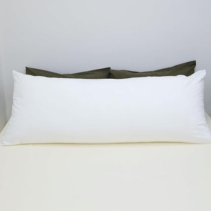MooMee Body Pillow Cover Pillowcase with Zipper 100% Washed Cotton Linen Like Textured Breathable Durable Soft Comfy (Bright White, 21”x54”, 1PC)