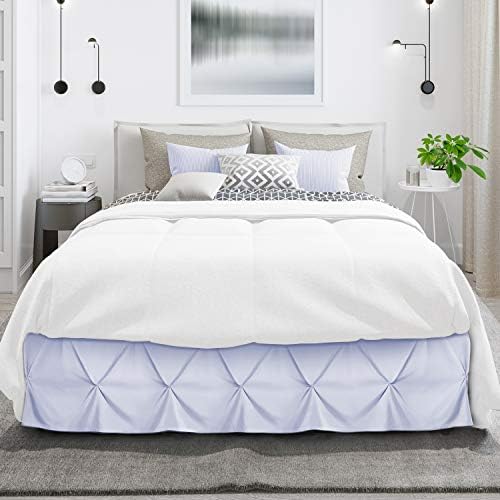 Nestl Ice Blue Bed Skirt Cal King Size, Pinch Pleat Cal King Bed Skirt, 14" Inch Drop Cal King Bedskirt, Hotel Quality Ice Blue Bed Skirts, Premium Microfiber Cal King Size Bed Skirts