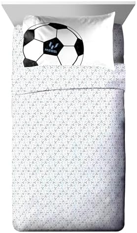 Messi Twin Comforter Set 5 Piece Kids Sports Bedding for Boys, White