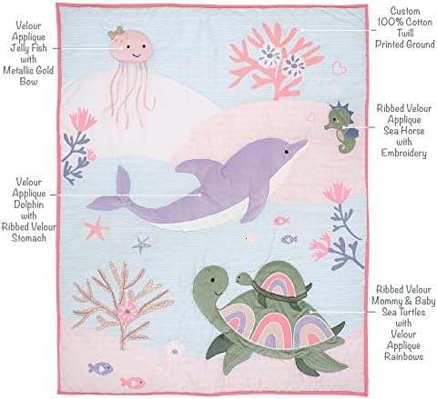 Lambs & Ivy Sea Dreams 3-Piece Dolphin/Turtle Nautical Baby Crib Bedding Set