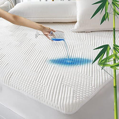 GRT Twin XL Waterproof Mattress Protector Rayon Bamboo - 3D Air Fiber Cooling Mattress Cover Breathable Ultra Soft, Mattress Pad Noiseless Fits up to 19'' Deep Pocket Washable