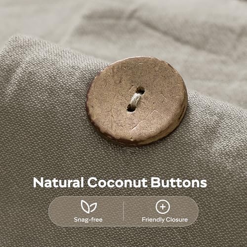 JELLYMONI Cotton Duvet Cover Twin Size - Taupe Fall Comforter Cover with Button 100% Washed Cotton 2PCS Breathable Soft Solid Bedding Set Duvet Cover 68×90in & 1 Pillowcases (NO Comforter)