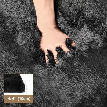 EHEYCIGA Fluffy Dog Crate Bed for Small Dogs, Plush Crate Pad, Black
