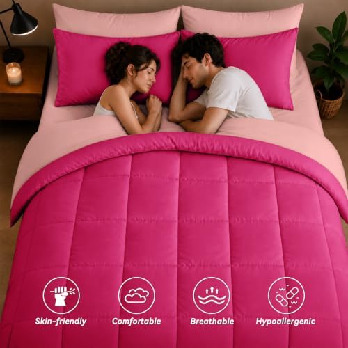 Anluoer Queen Comforter Set 7 Piece, Soft Bed in a Bag Queen Bedding Sets