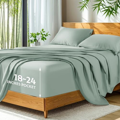 SONORO KATE 100% Viscose Derived from Bamboo_Sheets, Extra Deep Pocket,4PC