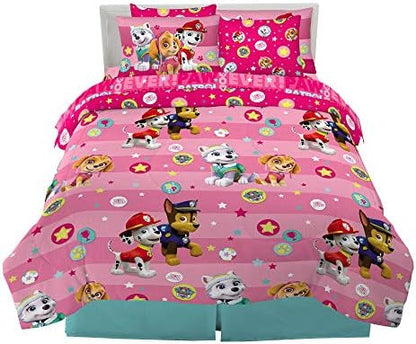 Paw Patrol Girls Kids Bedding Super Soft Comforter And Sheet Set With Sham, 7 Piece Full Size, (Official) Nickelodeon Product By Franco