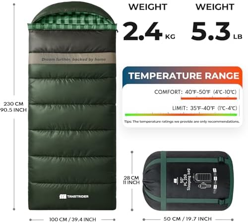 Cotton Flannel XXL Winter Sleeping Bags for Adults Big and Tall,Cold Weather 90x39 Inch Camping Sleep Bag,Waterproof Machine Washable 4 Season Outdoor Camping Gear,2-Way Zipper
