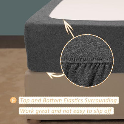 Stretch Jersey Box Spring Cover Wrap Around, Bed Skirt Alternative, Ultra Soft & Wrinkle Resistant, King/Cal King, Heather Gray
