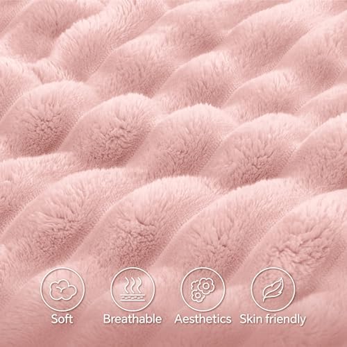 BEDELITE Fluffy Striped Body Pillow Cover with Zipper, Pink, 20x54