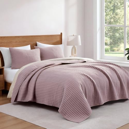 King Size Quilt-Lightweight Bedspreads Dusty Mauve King Quilt Bedding Set
