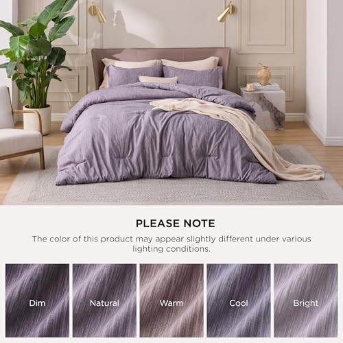 Bedsure Grayish Purple Twin Comforter Set, College Dorm Essentials 2 Pcs