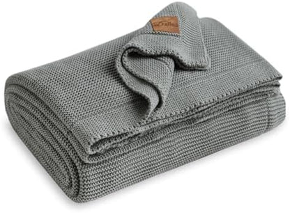 Dalisa Alina GOTS Organic Cotton Throw Blanket, Green, 80x90 in