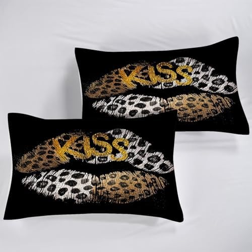 Leopard Lip Bedding King Black Cheetah Comforter for Women