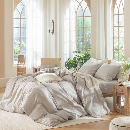 MooMee Duvet Cover Set 100% Washed Cotton Linen Like Oversized King Plus