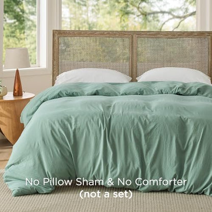Bedsure Prewashed Duvet Cover Only, Cotton-Like Feel, Sage Green, Queen