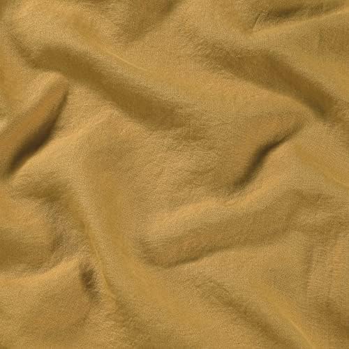 Sijo Stone Washed Organic French Linen Bed Sheet Set, GOTS Certified Organic, Best Cooling Linen Sheet Award by Sleep Foundation, 1 Flat Only (Turmeric, King/Cal King)
