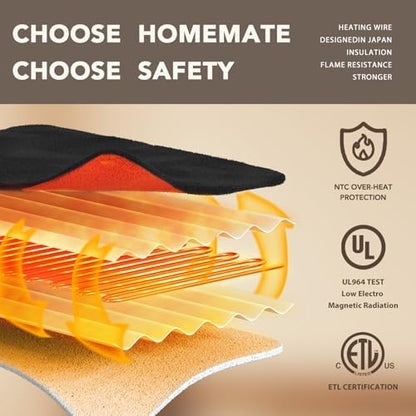 Homemate Heated Electric Blanket Queen Size 84"x 90" Heating Blanket
