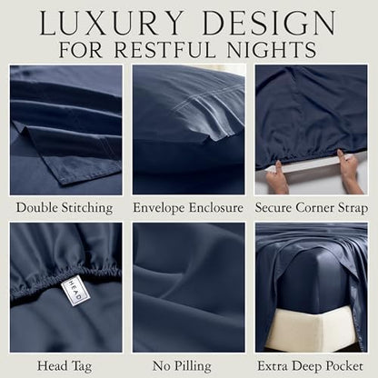 KARISSA MAE Luxury Bamboo Viscose Queen Size Sheet Set