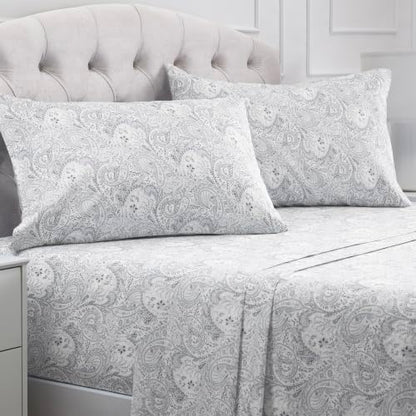 Mellanni Iconic 4-Piece, Ultra Soft Sheet Set (King, Paisley Gray)